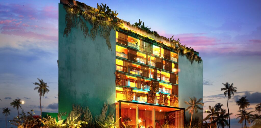 Fachada do Epic Barra Exclusive ao entardecer