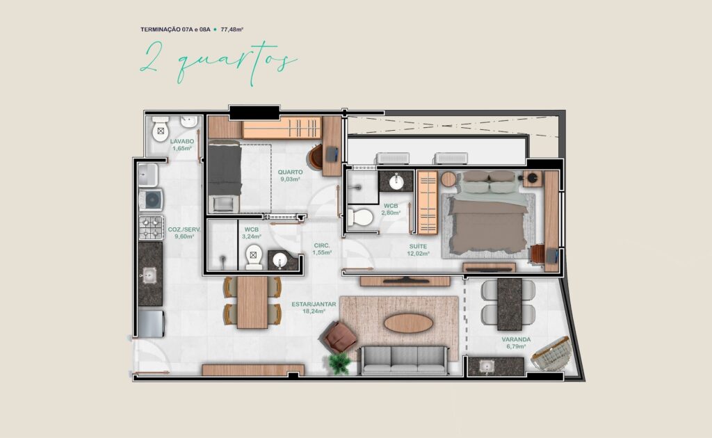 CityPark — Planta 2 quartos 07A e 08A