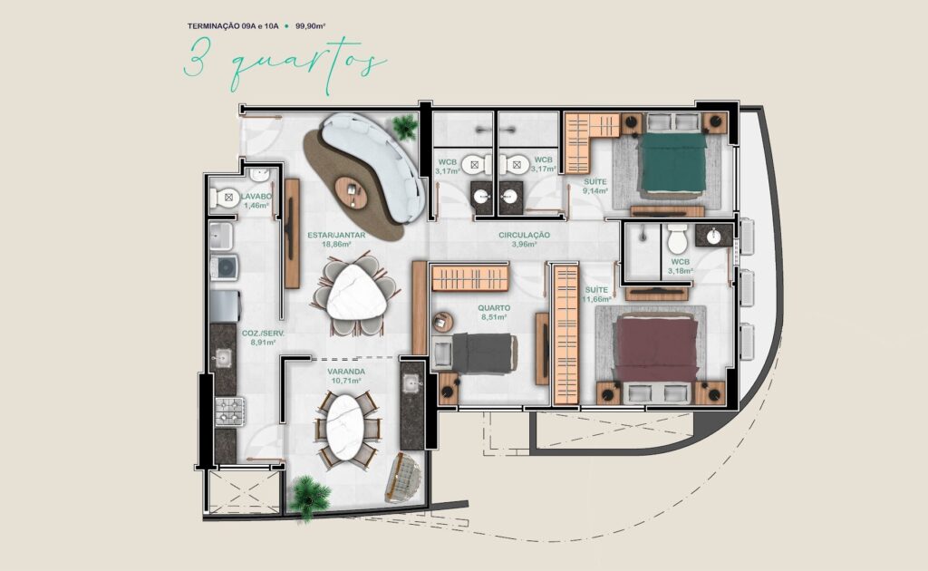 CityPark — Planta 3 quartos 09A e 10A