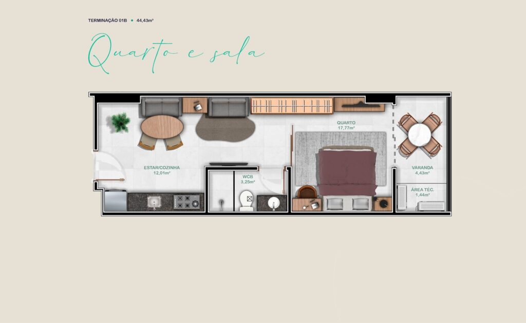 CityPark — Planta quarto e sala 01B