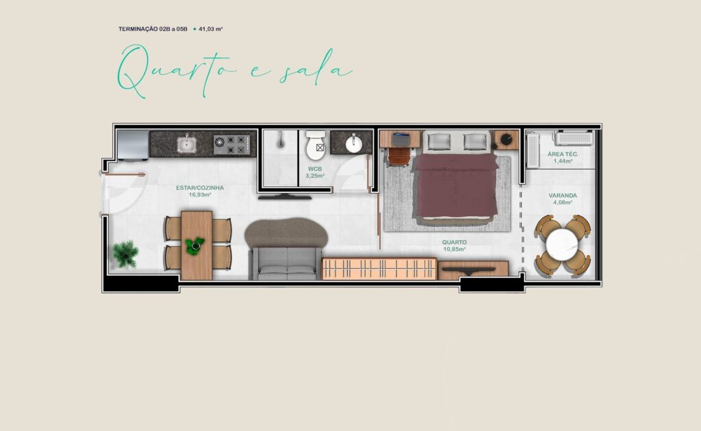 CityPark — Planta quarto e sala 02B a 05B