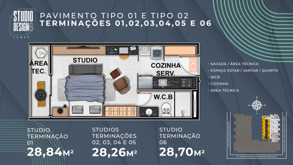 Studios — terminações 01 a 06