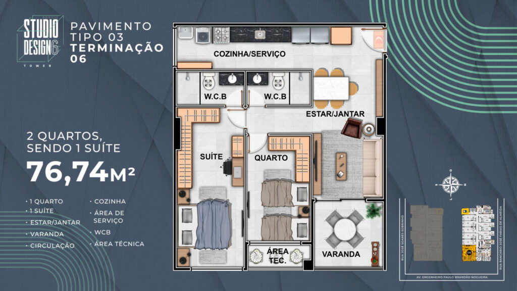 2 quartos — terminação 06