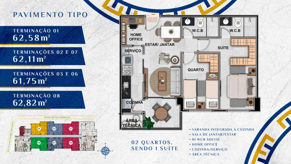 2 quartos com home office