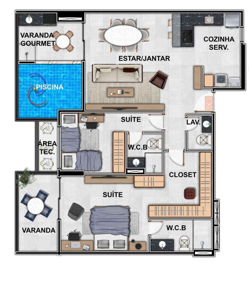 Three Towers – Studio Design 5 — Planta da cobertura, terminação 01