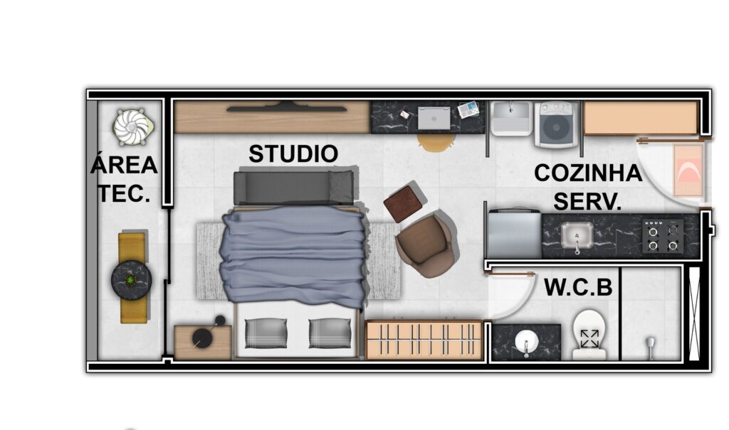Three Towers – Studio Design 6 — Planta tipos 1 e 2, terminações 01 a 06