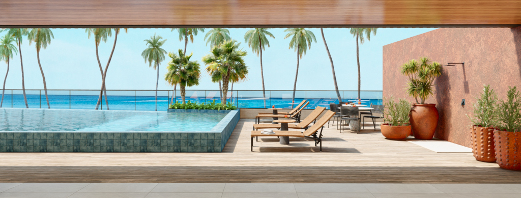 Deck da piscina do Open