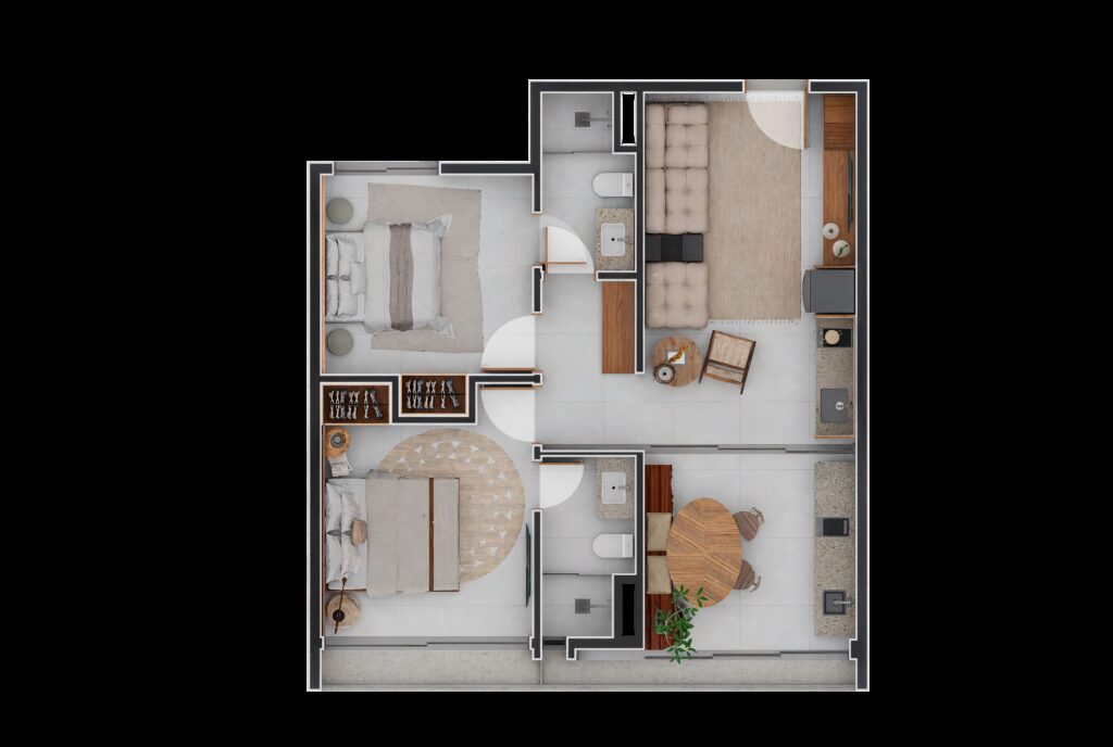 Planta 2 quartos do Sunrise
